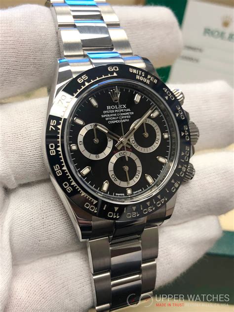 rolex steel black 18kt wg watch|Rolex black chronograph.